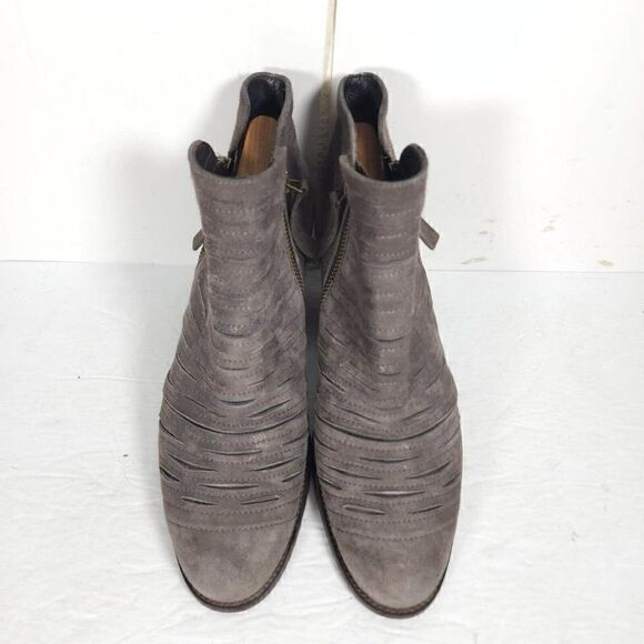 Paul Green Women's Malibu US7,5-8 AU5 Leather Sliced Metallic Earth Ankle Boots - Picture 3 of 13